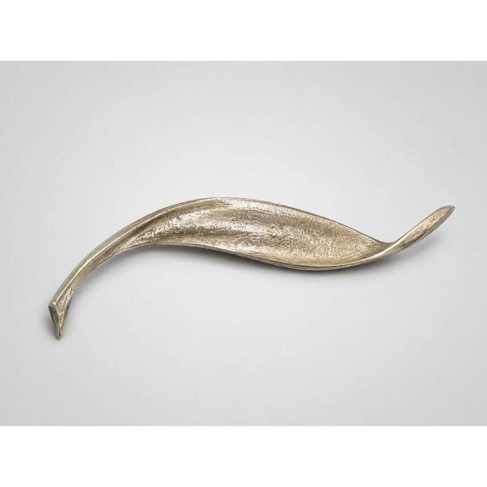 Vintage Large Charel Leaf Brooch Pin- Shiny Brushed Silver-tone Mid-century sf60 - Picture 3 of 8